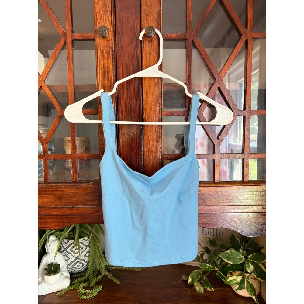 Reformation Sky Blue Organic Cotton Stretch Tank Top XS Made in USA